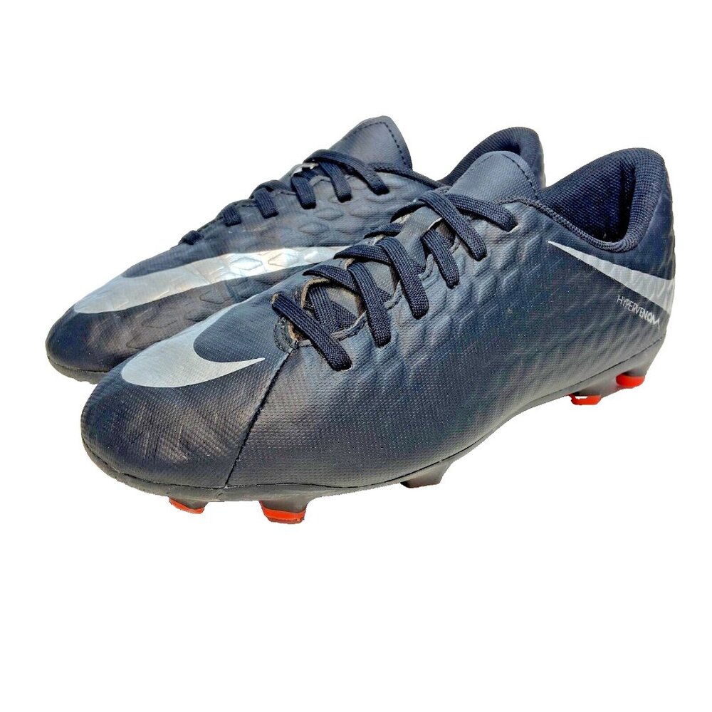Nike Hypervenom Soccer Cleats Black Silver Size 3Y